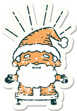 Eski bir dövme stili Noel Baba karakterinin orijinal çıkartması.