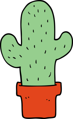 Bir insan tarafından çizilmiş orijinal karikatür kaktüsü.