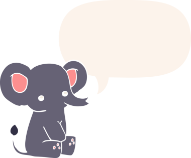 Konuşma baloncuğu olan orijinal çizgi film fili.