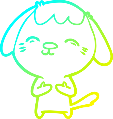 Mutlu bir çizgi film köpeğinin orjinal soğuk gradyan çizimi