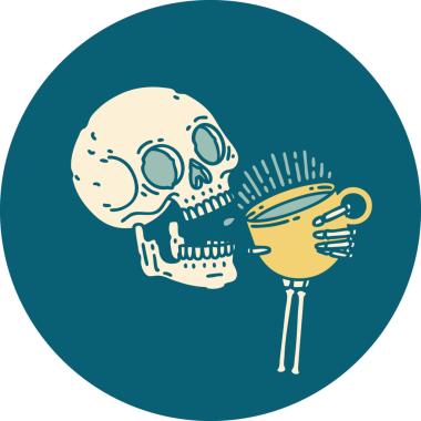 Kafatasının kahve içtiği orjinal ikonik dövme resmi