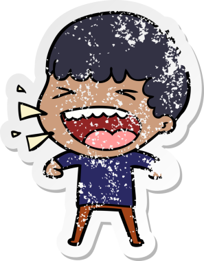 Çizgi filmdeki gülen adamın orijinal üzgün çıkartması.