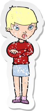 Sinirli bir karikatürün orijinal gerilimli çıkartması.