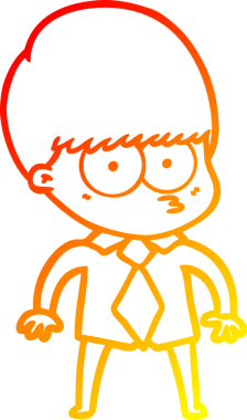 Tişört ve kravat takan gergin bir çizgi film karakterinin orjinal çizimi.