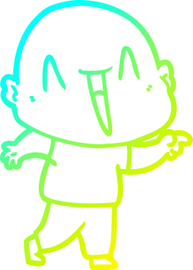 Mutlu bir çizgi film karakteri kel bir adamın orijinal soğuk gradyan çizimi