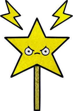 Orijinal grunge deseni sihirli bir değneğin çizgi filmi