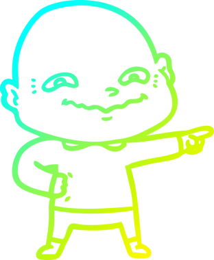 Orijinal soğuk eğimli çizgi film çizimi ürpertici bir adam