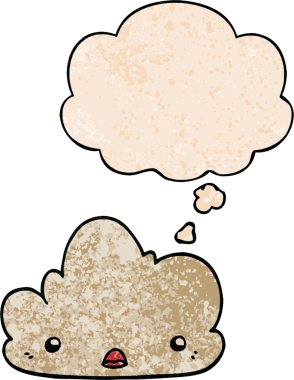 grunge doku tarzında düşünce baloncuğu olan orijinal şirin çizgi film bulutu