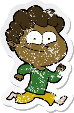 Çizgi film kahramanı mutlu bir adamın orijinal üzgün çıkartması.