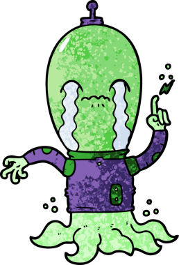 Bir insan tarafından çizilmiş orijinal bir uzaylı çizgi filmi.