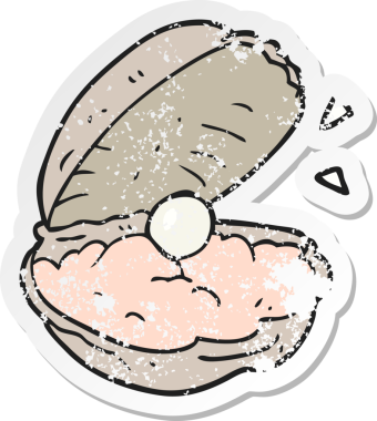 Orijinal gerilim dolu bir karikatür istiridyenin incili çıkartması.