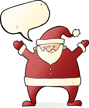 Konuşma balonlu orijinal Noel Baba çizgi filmi.