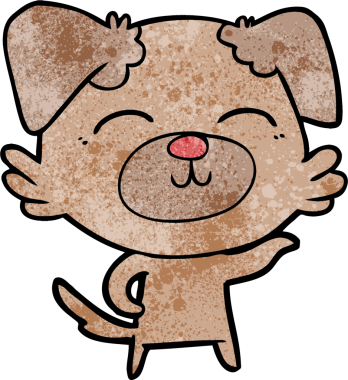 Bir insan tarafından çizilmiş orijinal bir çizgi film köpeği.