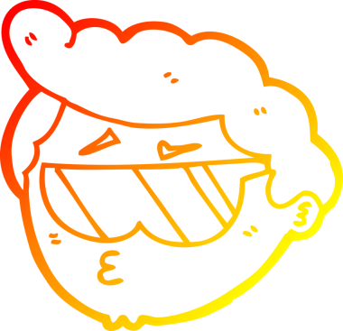 Güneş gözlüğü takan çizgi film çocuğunun orjinal, sıcak çizgi çizimi.