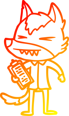 Kızgın bir kurt çizgi filminin orjinal sıcak çizgi çizimi