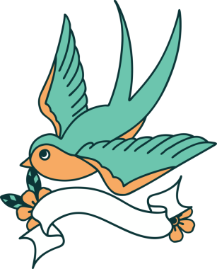 Orijinal geleneksel dövmeli bir kırlangıç bayrağı.