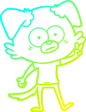 Tişörtlü asabi bir köpeğin orijinal soğuk eğim çizgisi