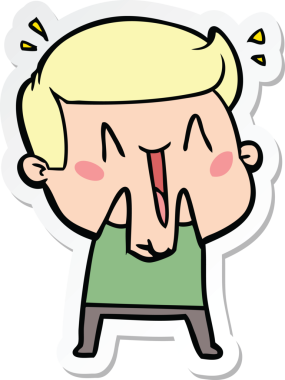 Orijinal bir karikatür çıkartması Heyecanlı Adam