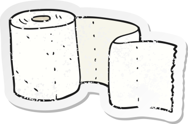 Çizgi film tuvalet kağıdının gerilmiş orijinal yapıştırması.