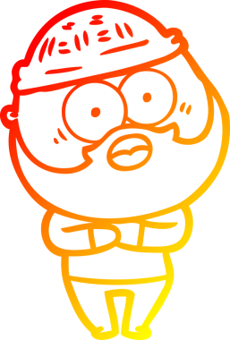 Çizgi film karakteri sakallı bir adamın orjinal sıcak çizgi çizimi