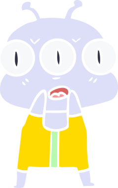 Orijinal düz renkli çizgi film Üç gözlü uzaylı