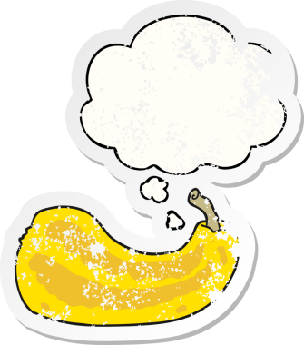 Üzüntülü bir çıkartma olarak düşünce baloncuklu orijinal çizgi film squash