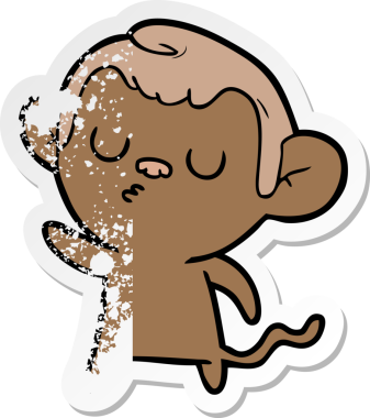 Çizgi film maymunun orijinal sıkıntılı çıkartması