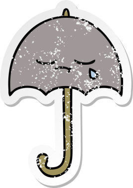 Sevimli bir şemsiyenin orijinal sıkıntılı çıkartması.