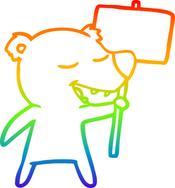 Orijinal gökkuşağı gradyanı çizgi film ayısının çizimi