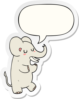 Konuşma balonu çıkartmalı orijinal karikatür fili.