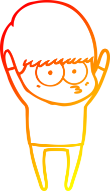 Esneyen bir çizgi film çocuğunun orjinal sıcak çizgi çizimi