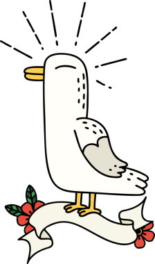 Dövme stili martı kuşlu orijinal parşömen.