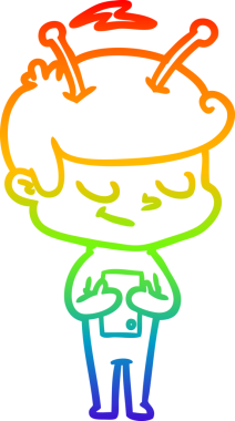 Orijinal gökkuşağı gradyan çizimi dost bir uzay adamının çizimi