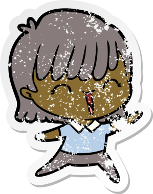 Bir çizgi film kadınının orijinal sıkıntılı çıkartması.