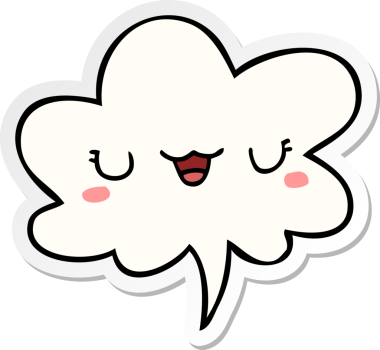 Konuşma kabarcığı çıkartmalı orijinal şirin çizgi film yüzü