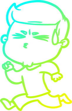 Çizgi film karakteri terleyen bir adamın orijinal soğuk gradyan çizimi