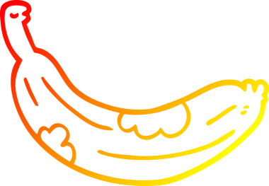 Çürümüş bir muzun orjinal sıcak çizgi çizimi