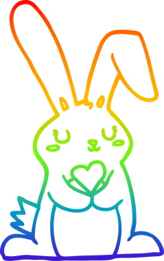 Orijinal gökkuşağı gradyanı aşık çizgi film tavşanının çizimi