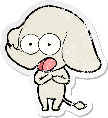 Sevimli bir filin kederli orijinal çıkartması.