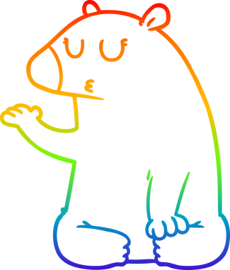 Orijinal gökkuşağı gradyan çizgi çizimi bir kutup ayısının