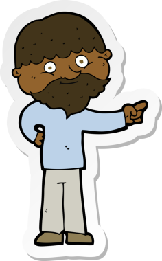 Çizgi film sakallı bir adamın orijinal çıkartması.