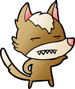 Dişlerini gösteren orijinal kurt çizgi filmi.