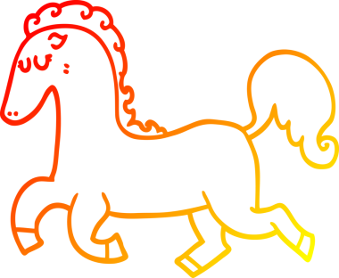 Bir çizgi film atının koşuşunun orjinal sıcak çizgi çizimi