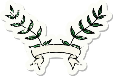 Yaprak sancağı olan eski bir etiket.