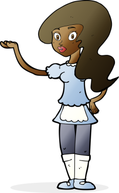 Bir insan tarafından çizilmiş orijinal bir çizgi film garsonu.