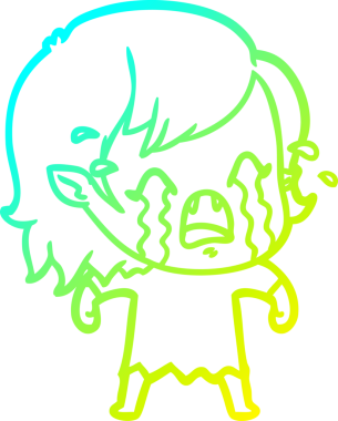 Ağlayan vampir kız çizgi filminin orjinal soğuk gradyan çizimi