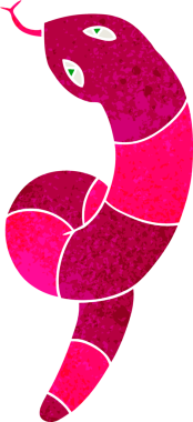 Orijinal serbest çizim, uzun bir yılanın eski çizgi filmi.