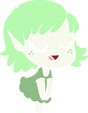 Orijinal mutlu düz renkli çizgi film kızı.