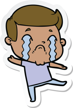 Ağlayan bir çizgi film karakterinin orijinal çıkartması.