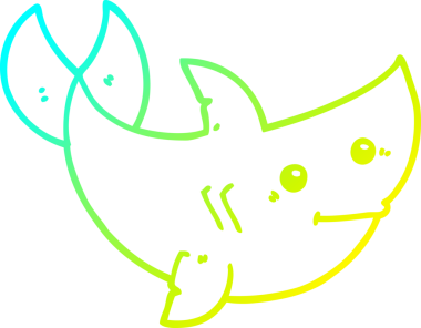 Bir karikatür köpekbalığının orijinal soğuk eğimli çizimi